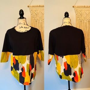 COS Navy Watercolor Top